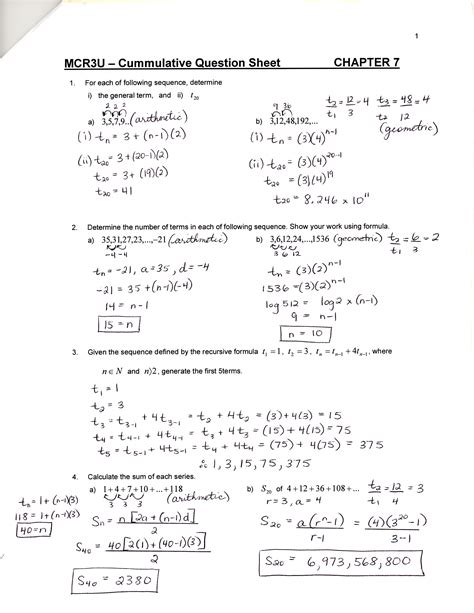 c2 sequences and series worksheet b answers